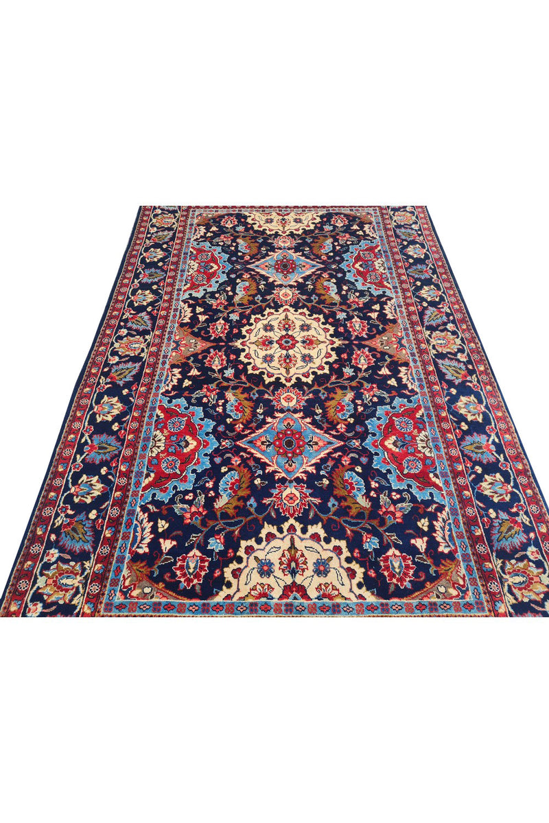 Authentic Hand Knotted Vintage Saroukh Wool Area Rug 7.7 x 4.6 Ft (1442 Ger-4)