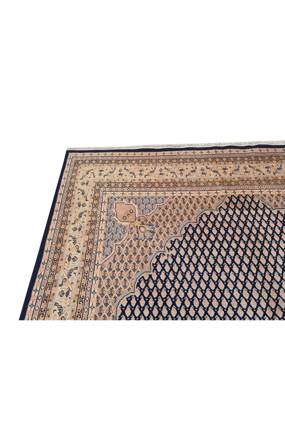 Authentic Hand Knotted Vintage Badam Gul Wool Area Rug 8.1 x 6.4 Ft (1445 Ger-4)