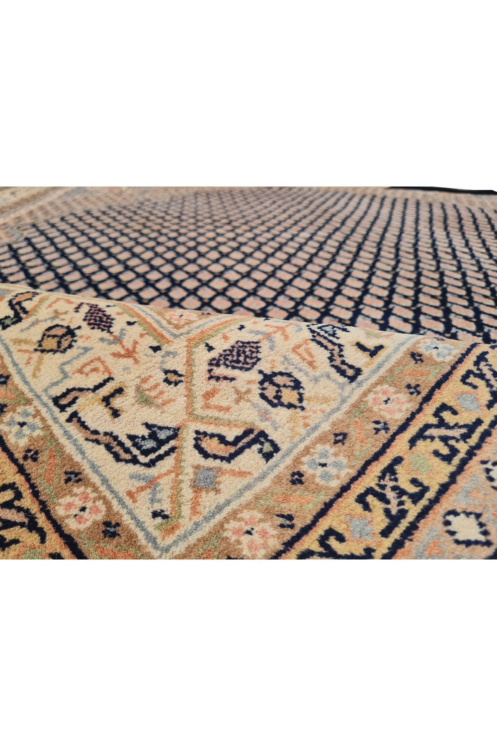 Authentic Hand Knotted Vintage Badam Gul Wool Area Rug 8.1 x 6.4 Ft (1445 Ger-4)