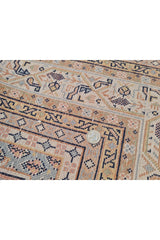 Authentic Hand Knotted Vintage Badam Gul Wool Area Rug 8.1 x 6.4 Ft (1445 Ger-4)