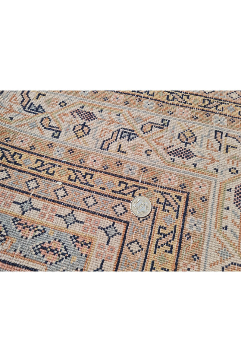 Authentic Hand Knotted Vintage Badam Gul Wool Area Rug 8.1 x 6.4 Ft (1445 Ger-4)