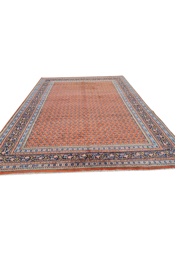 Authentic Hand Knotted Vintage Badam Gul Mir Wool Area Rug 7.10 x 6.0 Ft (1450 Ger-4)