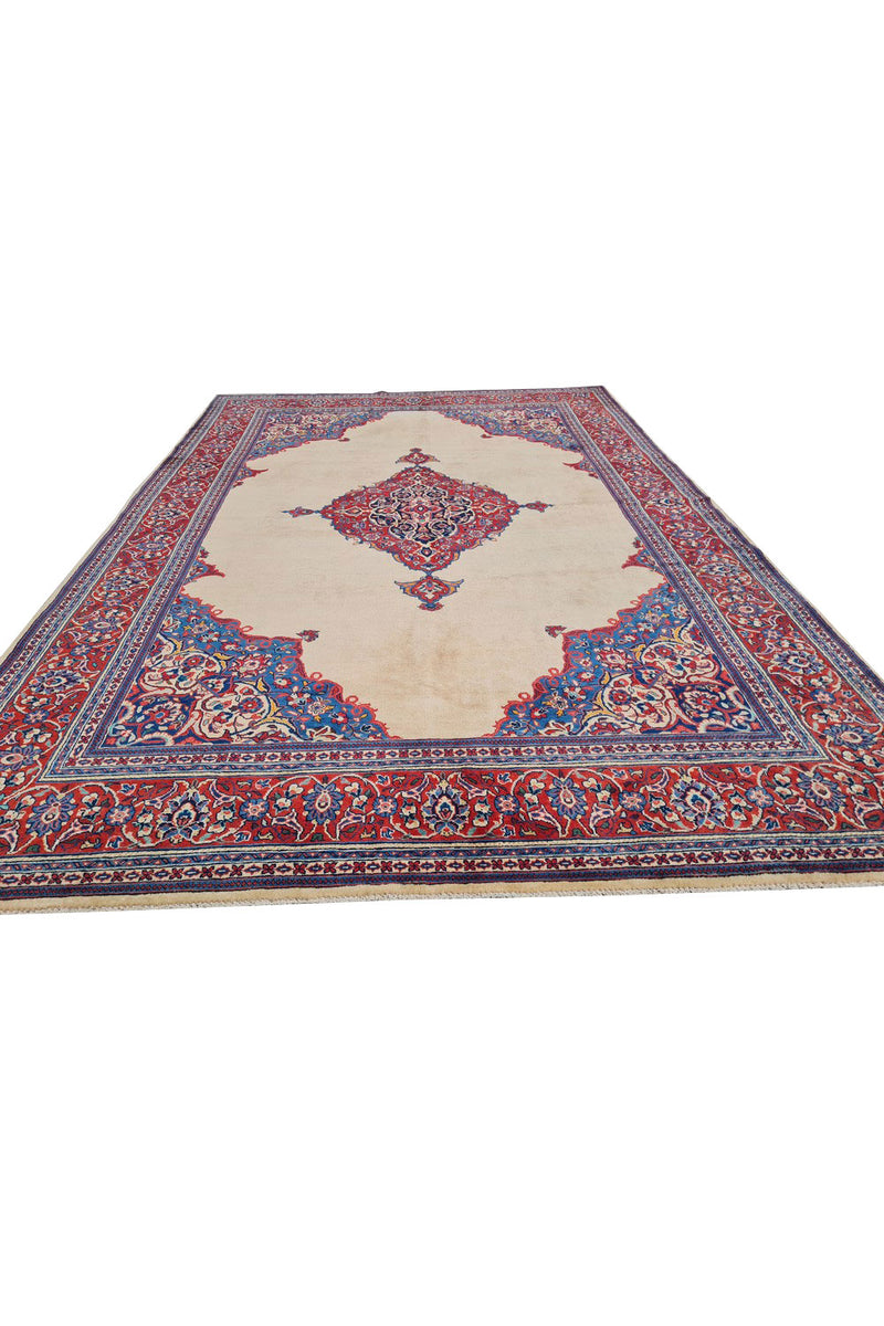 Authentic Hand Knotted Vintage Saroukh Wool Area Rug 10 x 7 Ft (1453 Ger-4)