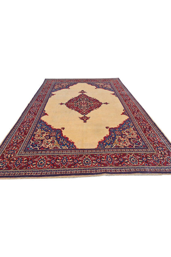 Authentic Hand Knotted Vintage Saroukh Wool Area Rug 10 x 7 Ft (1453 Ger-4)