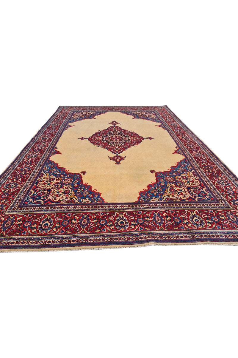 Authentic Hand Knotted Vintage Saroukh Wool Area Rug 10 x 7 Ft (1453 Ger-4)