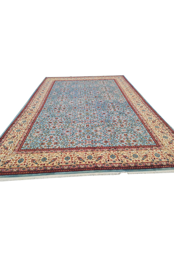 Authentic Hand Knotted Vintage Qaisery Wool Area Rug 9.6 x 6.8 Ft (1458 Ger-4)