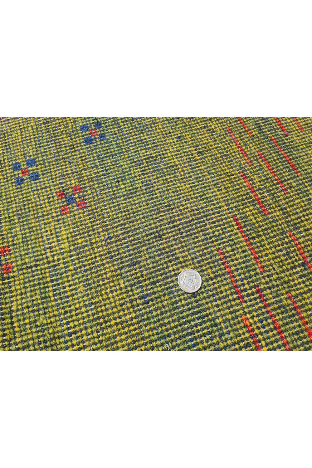 Authentic Hand Knotted Vintage Indo Gabbah Pictorial Wool Area Rug 7.5 x 5.7 Ft (1468 Ger-4)