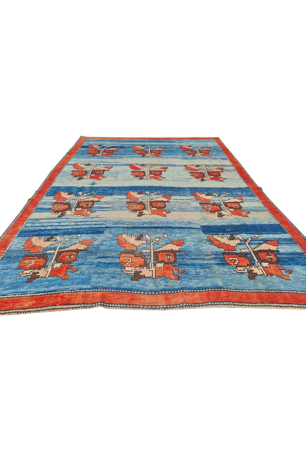 Authentic Hand Knotted Vintage Kurdi Wool Area Rug 9.10 x 7.0 Ft (1474 Ger-4)