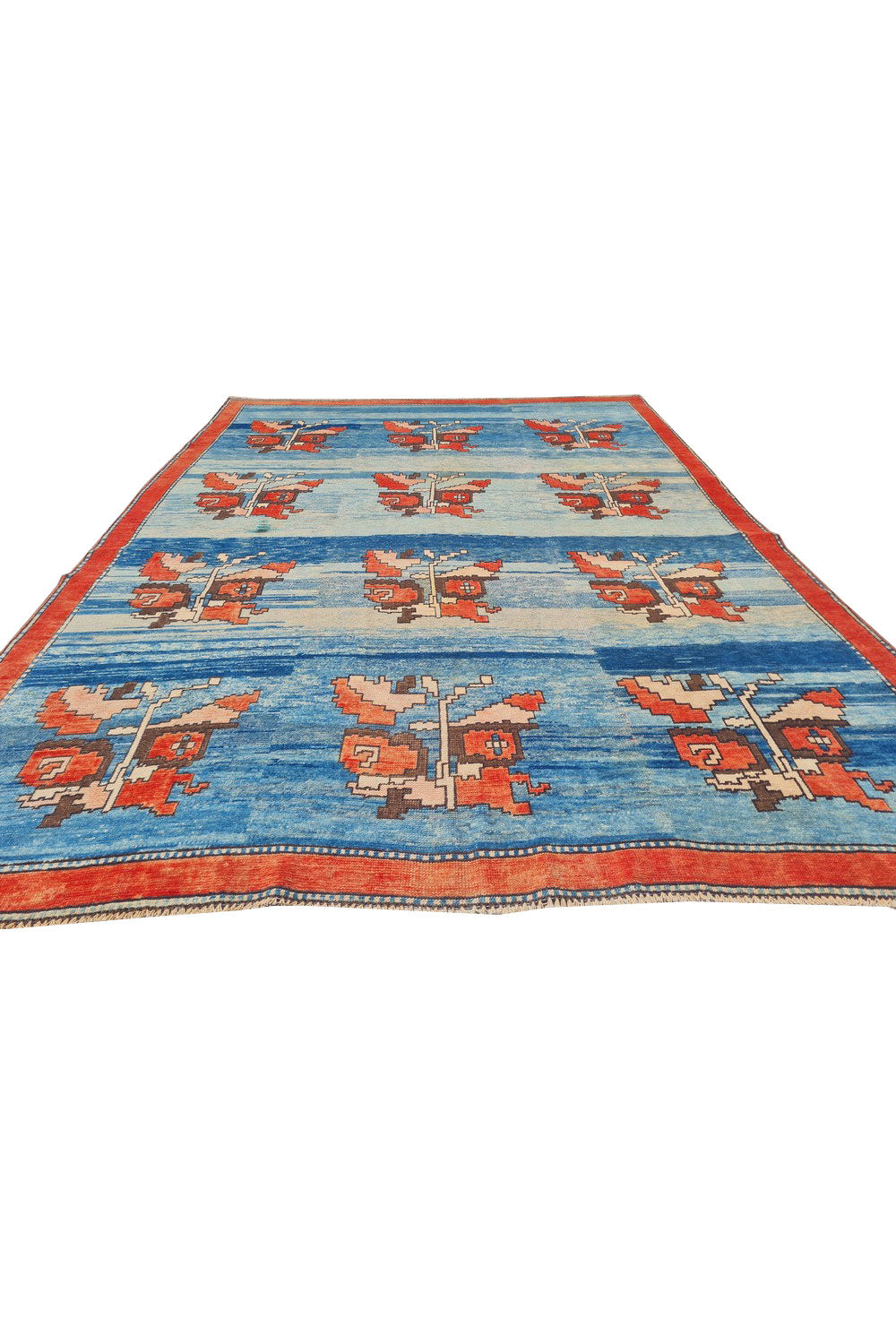 Authentic Hand Knotted Vintage Kurdi Wool Area Rug 9.10 x 7.0 Ft (1474 Ger-4)