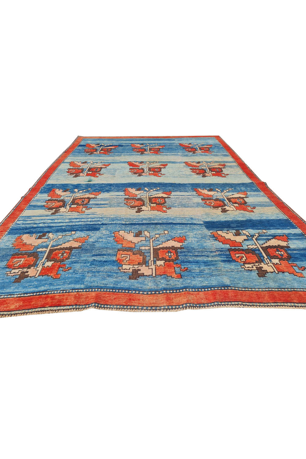 Authentic Hand Knotted Vintage Kurdi Wool Area Rug 9.10 x 7.0 Ft (1474 Ger-4)