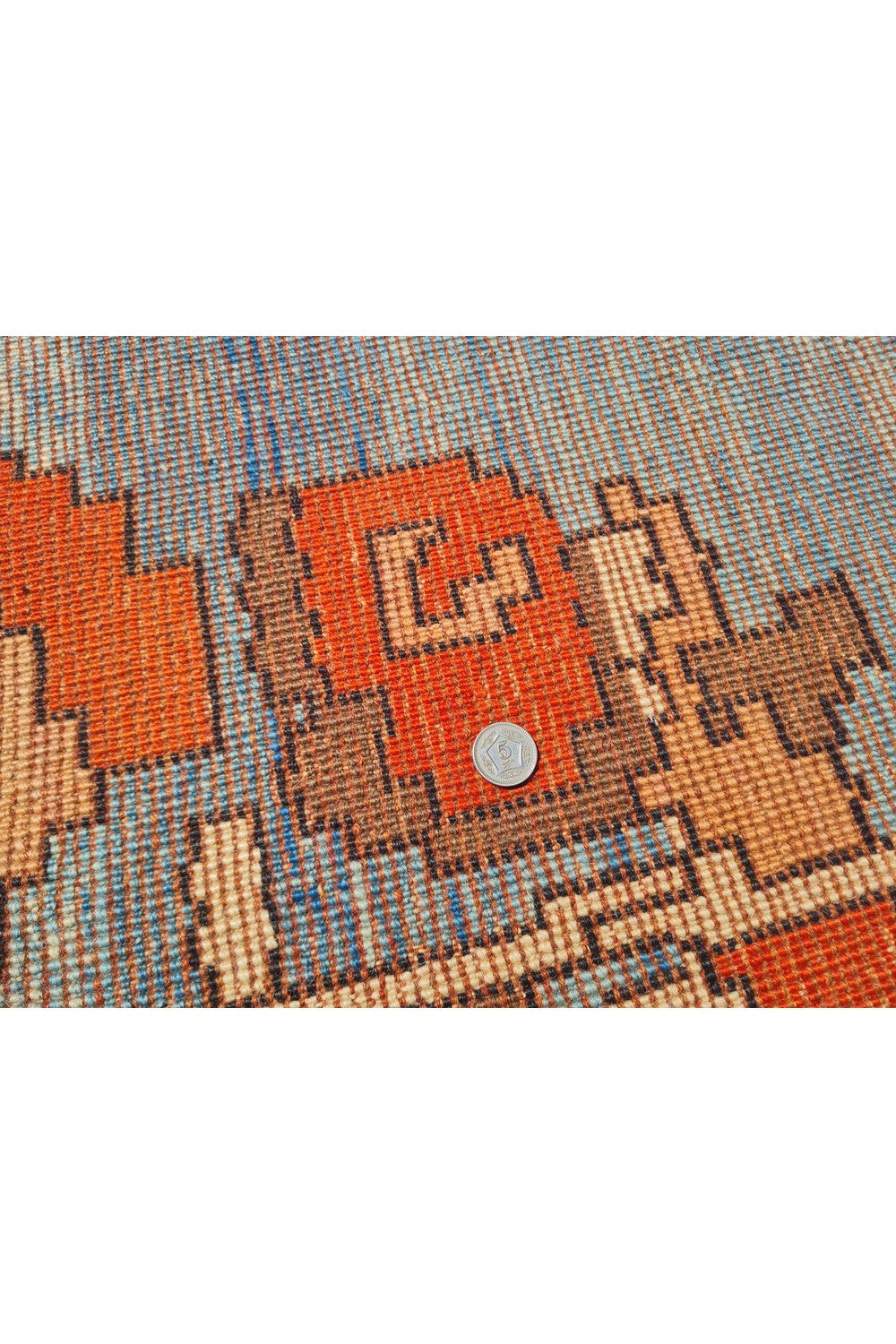 Authentic Hand Knotted Vintage Kurdi Wool Area Rug 9.10 x 7.0 Ft (1474 Ger-4)