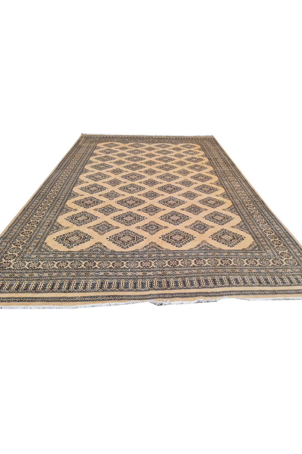 Authentic Hand Knotted Vintage Pakistani Bokhara Jhaldar Wool Area Rug 9.10 x 6.9 Ft (1476 Ger-4)