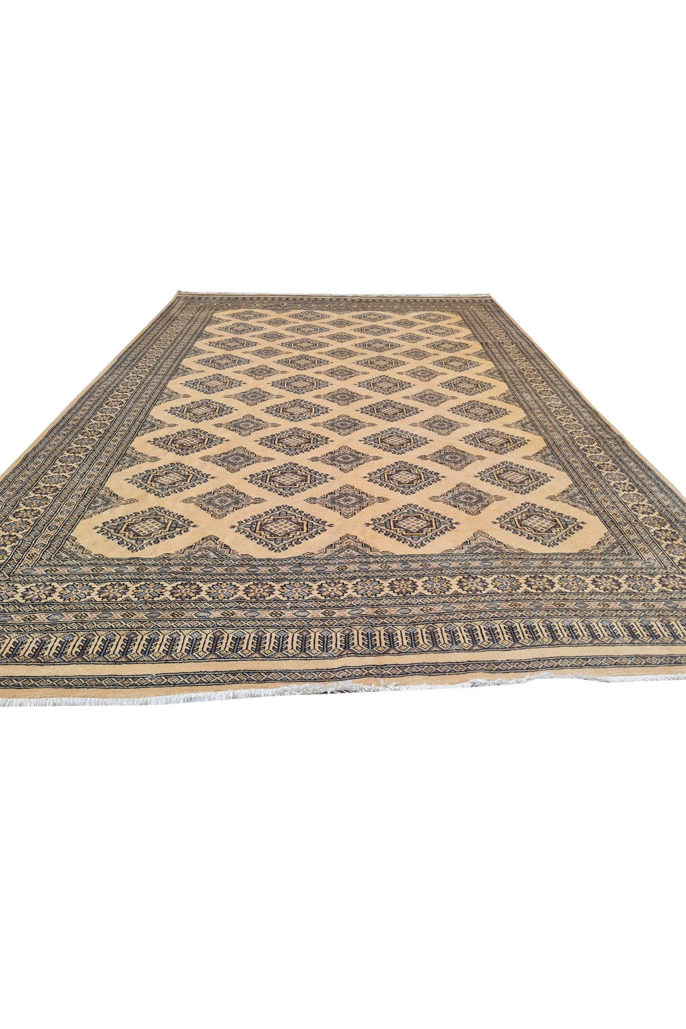 Authentic Hand Knotted Vintage Pakistani Bokhara Jhaldar Wool Area Rug 9.10 x 6.9 Ft (1476 Ger-4)
