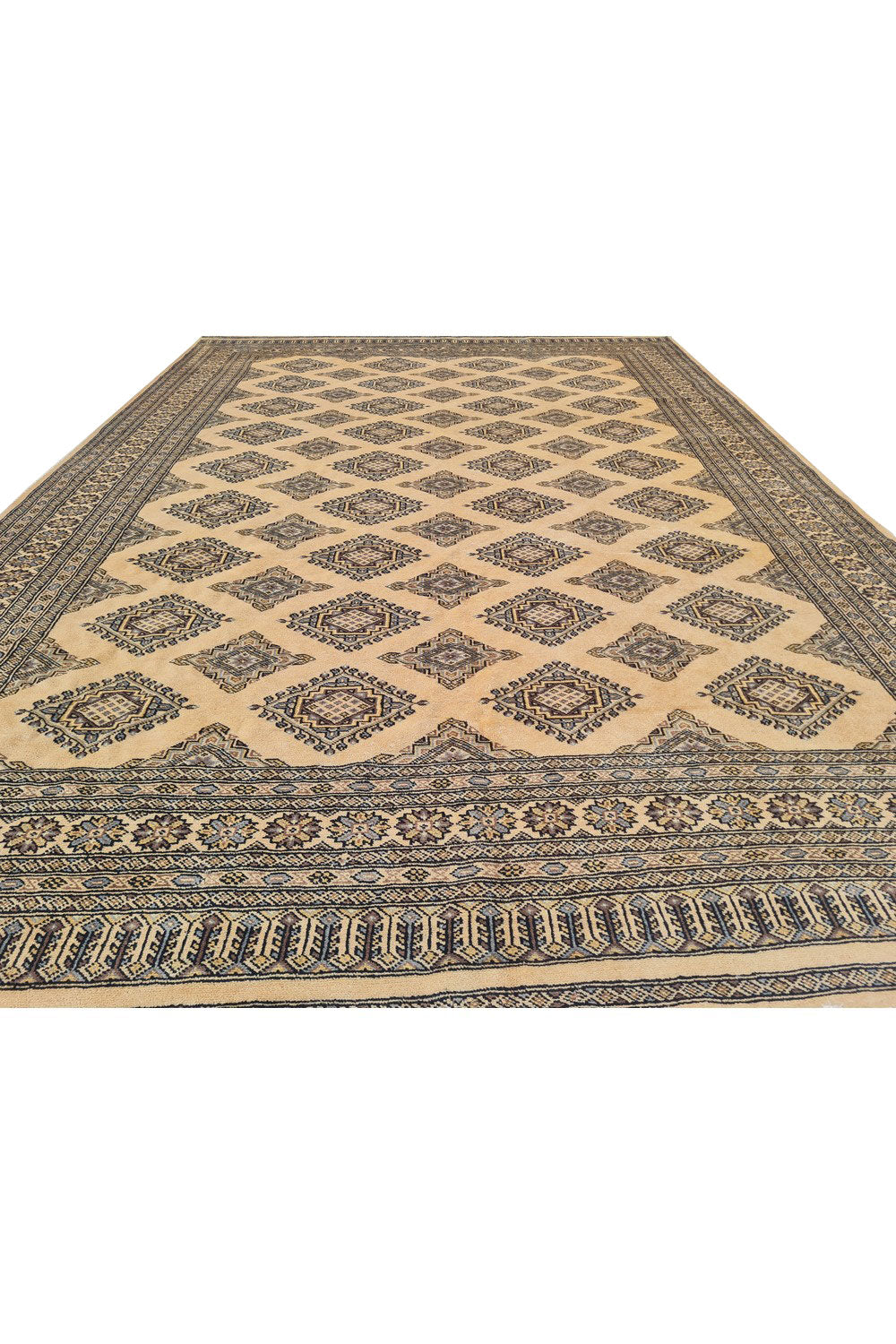 Authentic Hand Knotted Vintage Pakistani Bokhara Jhaldar Wool Area Rug 9.10 x 6.9 Ft (1476 Ger-4)