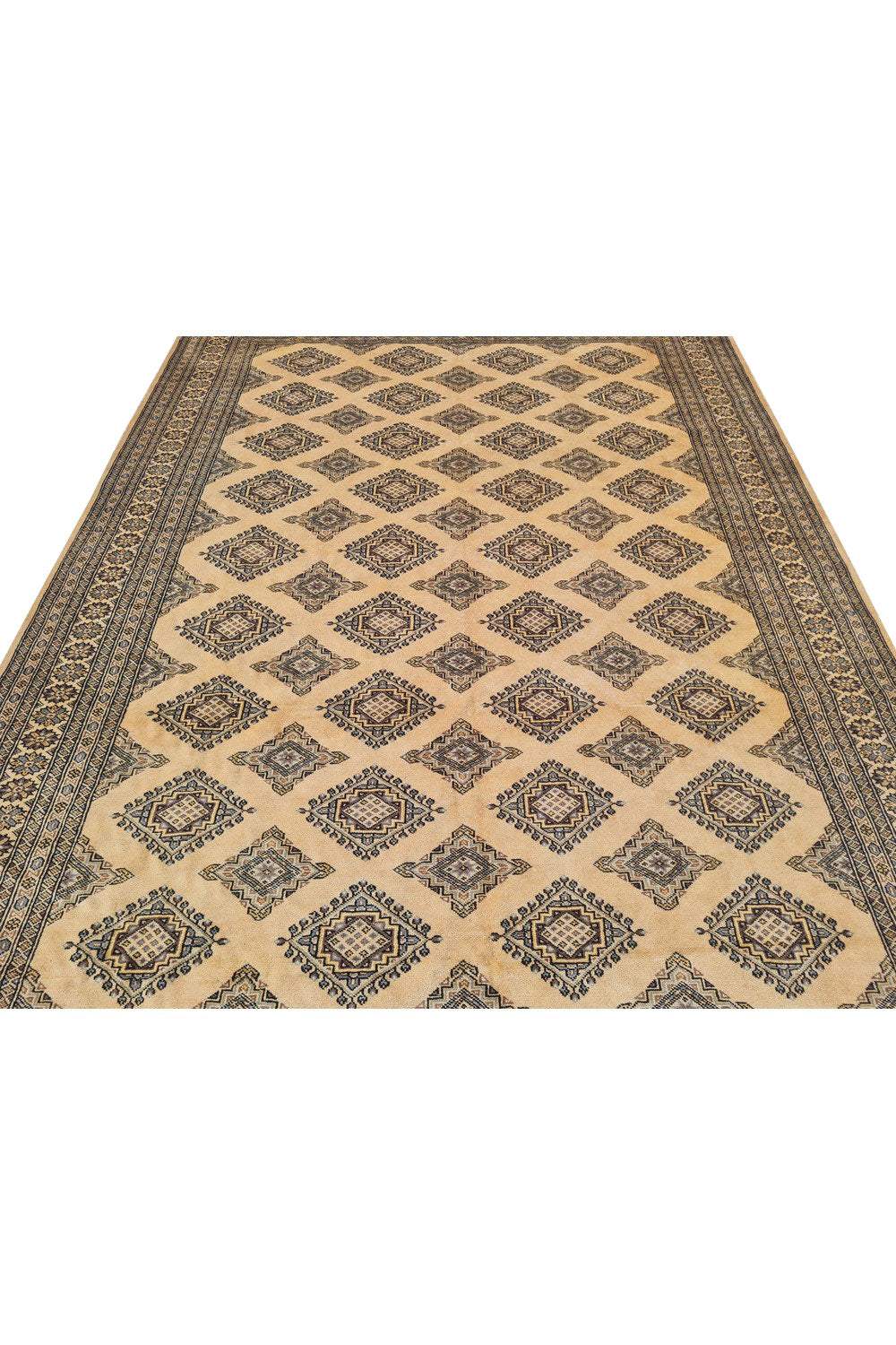 Authentic Hand Knotted Vintage Pakistani Bokhara Jhaldar Wool Area Rug 9.10 x 6.9 Ft (1476 Ger-4)