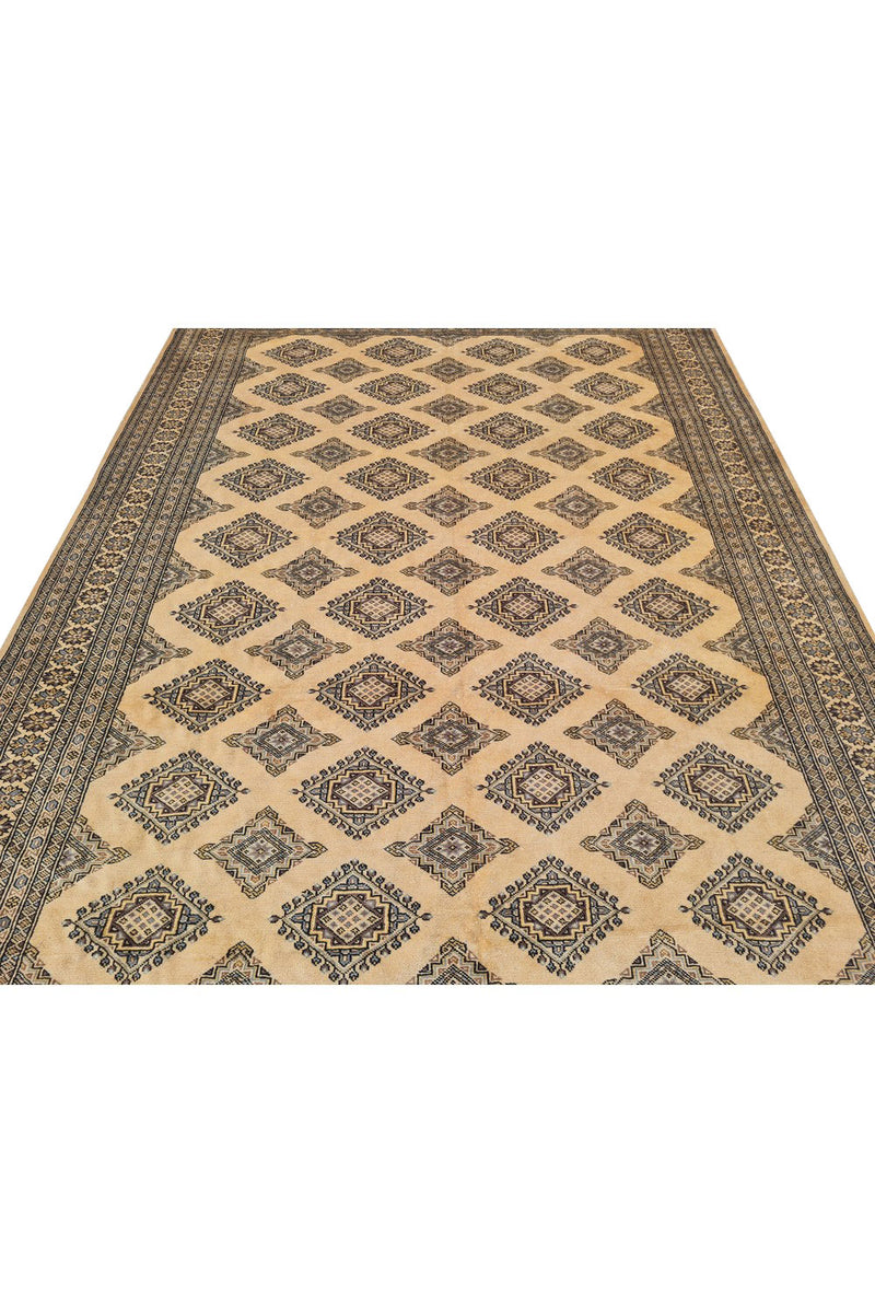 Authentic Hand Knotted Vintage Pakistani Bokhara Jhaldar Wool Area Rug 9.10 x 6.9 Ft (1476 Ger-4)