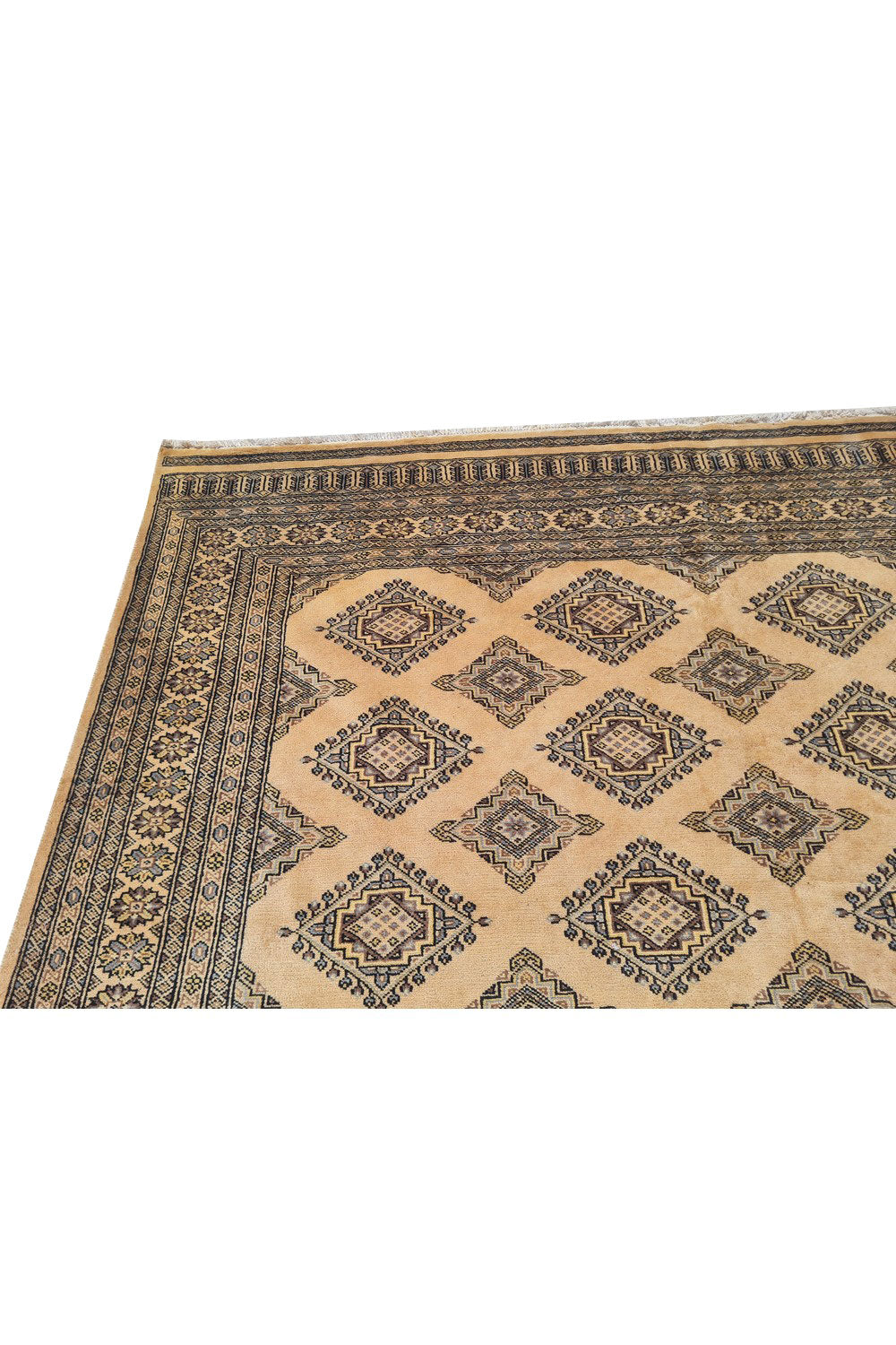 Authentic Hand Knotted Vintage Pakistani Bokhara Jhaldar Wool Area Rug 9.10 x 6.9 Ft (1476 Ger-4)