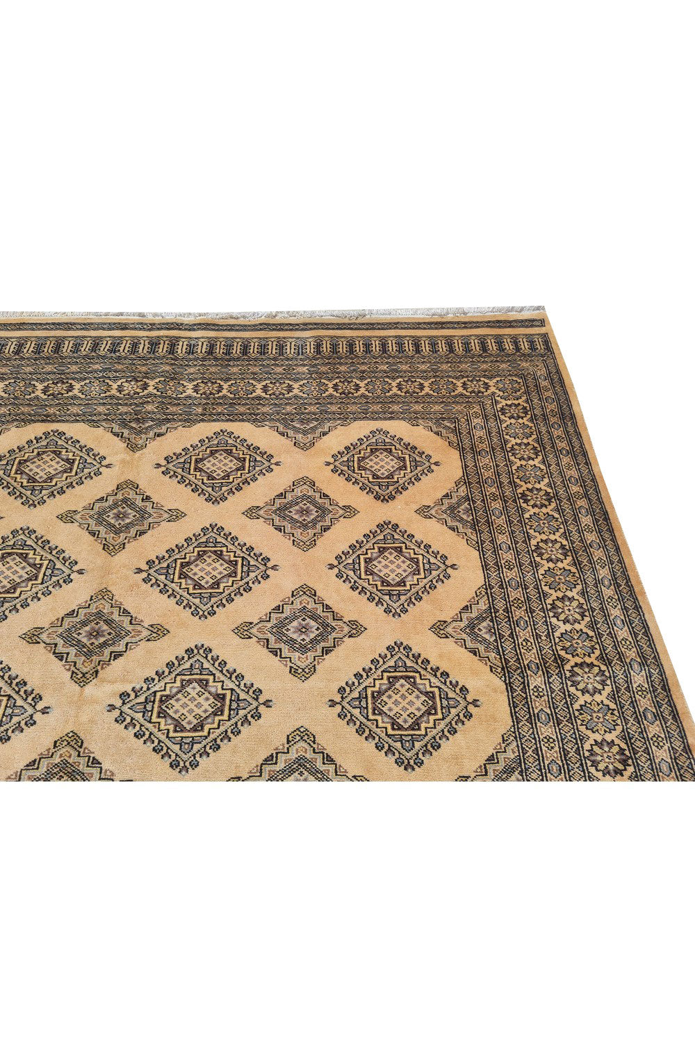 Authentic Hand Knotted Vintage Pakistani Bokhara Jhaldar Wool Area Rug 9.10 x 6.9 Ft (1476 Ger-4)