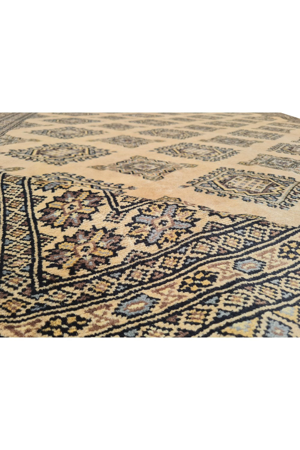 Authentic Hand Knotted Vintage Pakistani Bokhara Jhaldar Wool Area Rug 9.10 x 6.9 Ft (1476 Ger-4)