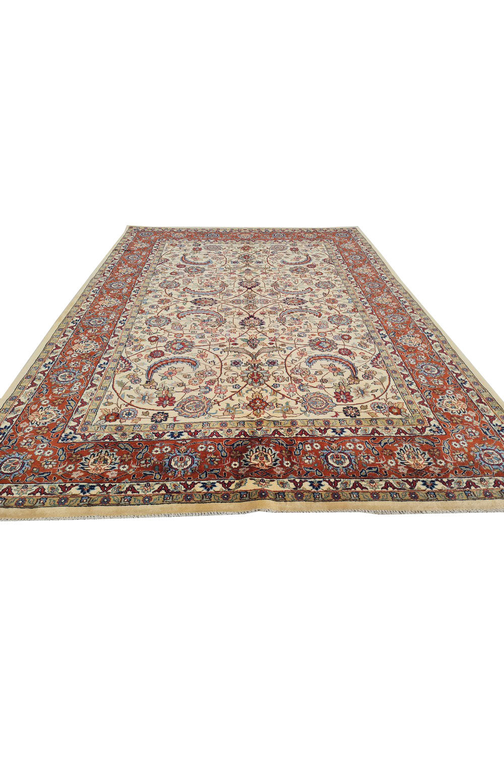 Authentic Hand Knotted Vintage Indo Wool Area Rug 8.0 x 5.9 Ft (1477 Ger-4)