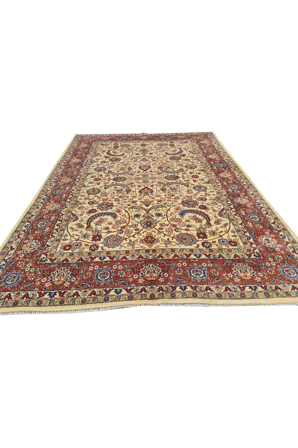 Authentic Hand Knotted Vintage Indo Wool Area Rug 8.0 x 5.9 Ft (1477 Ger-4)