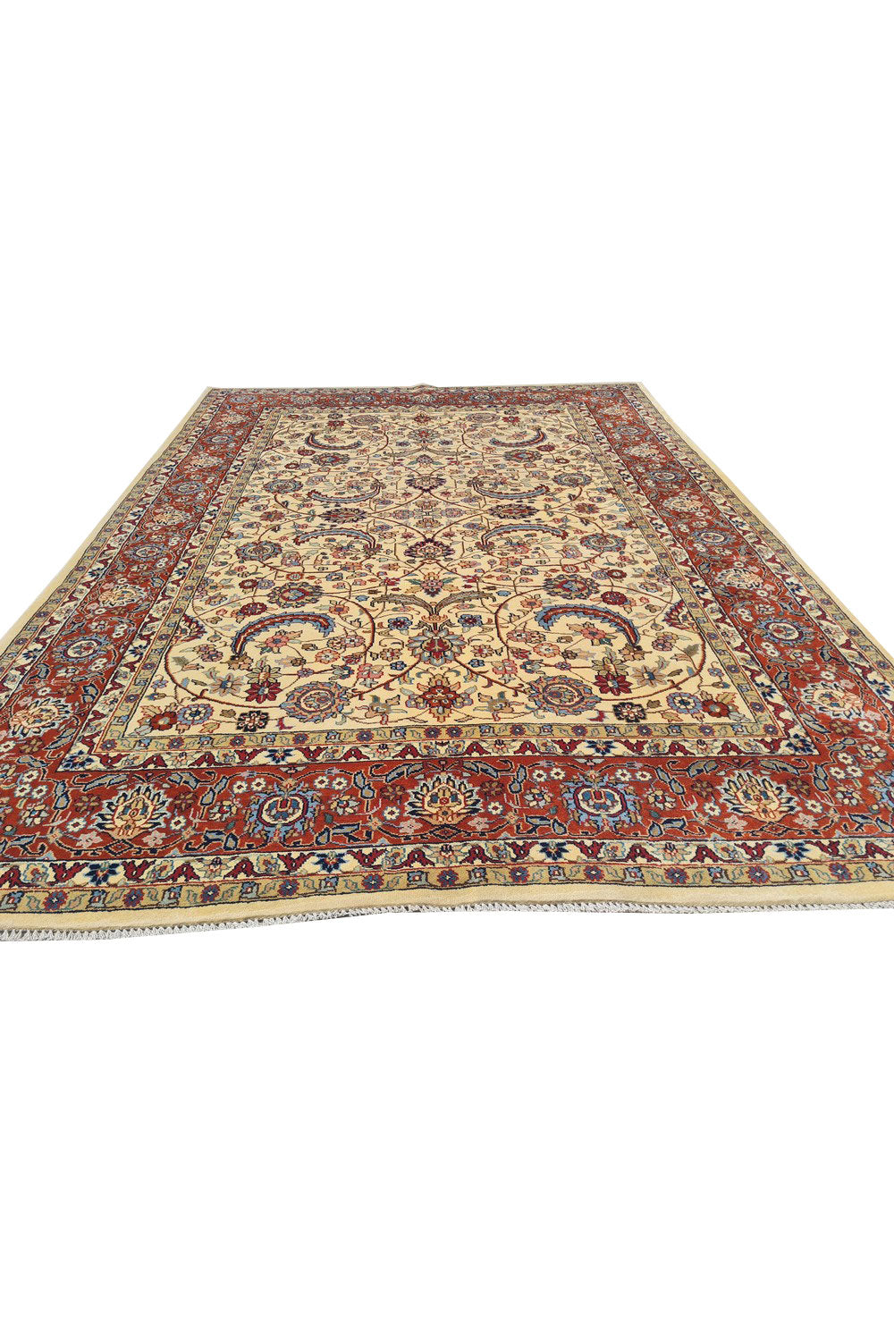 Authentic Hand Knotted Vintage Indo Wool Area Rug 8.0 x 5.9 Ft (1477 Ger-4)