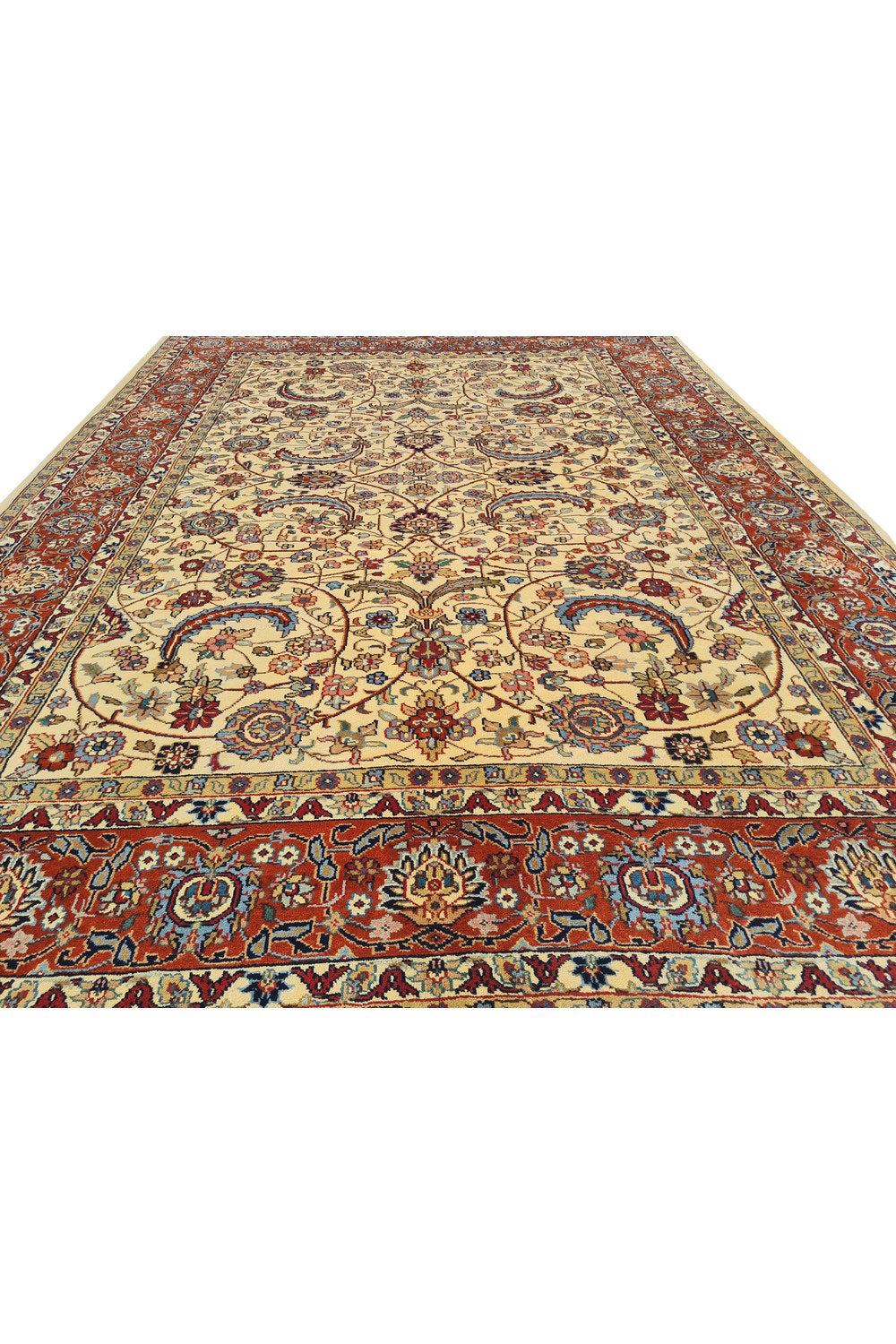 Authentic Hand Knotted Vintage Indo Wool Area Rug 8.0 x 5.9 Ft (1477 Ger-4)