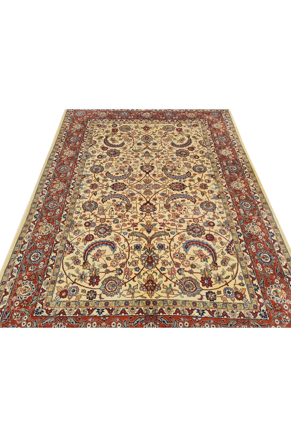 Authentic Hand Knotted Vintage Indo Wool Area Rug 8.0 x 5.9 Ft (1477 Ger-4)