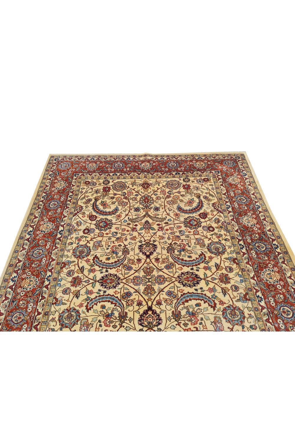 Authentic Hand Knotted Vintage Indo Wool Area Rug 8.0 x 5.9 Ft (1477 Ger-4)