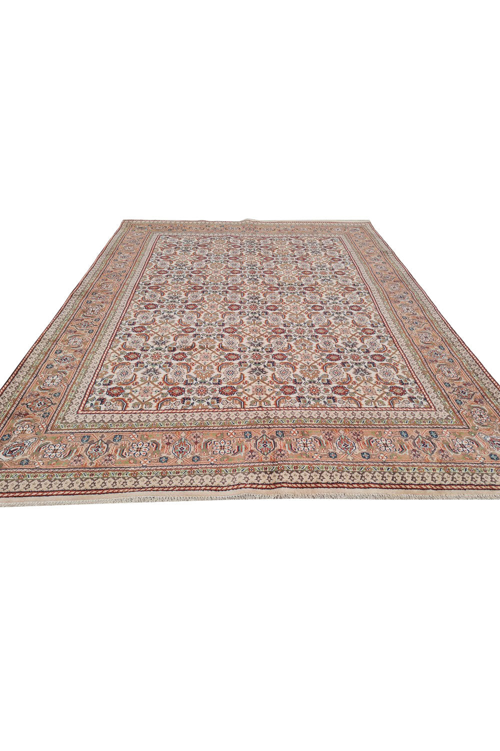 Authentic Hand Knotted Vintage Indo Wool Area Rug 8.2 x 6.2 Ft (1481 Ger-4)