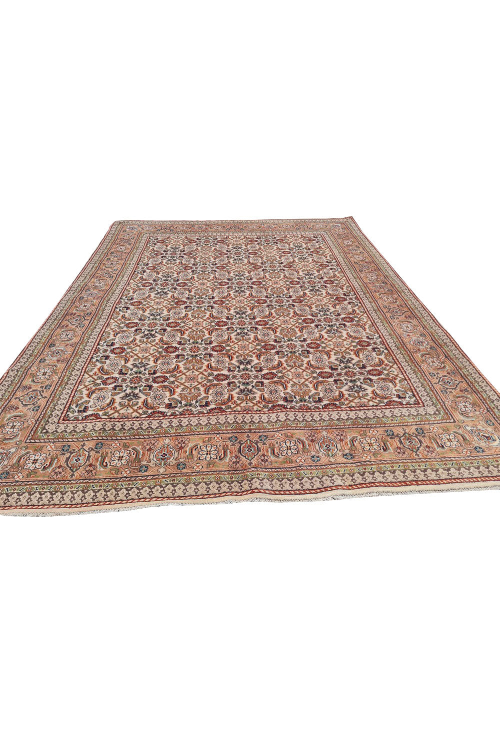 Authentic Hand Knotted Vintage Indo Wool Area Rug 8.2 x 6.2 Ft (1481 Ger-4)