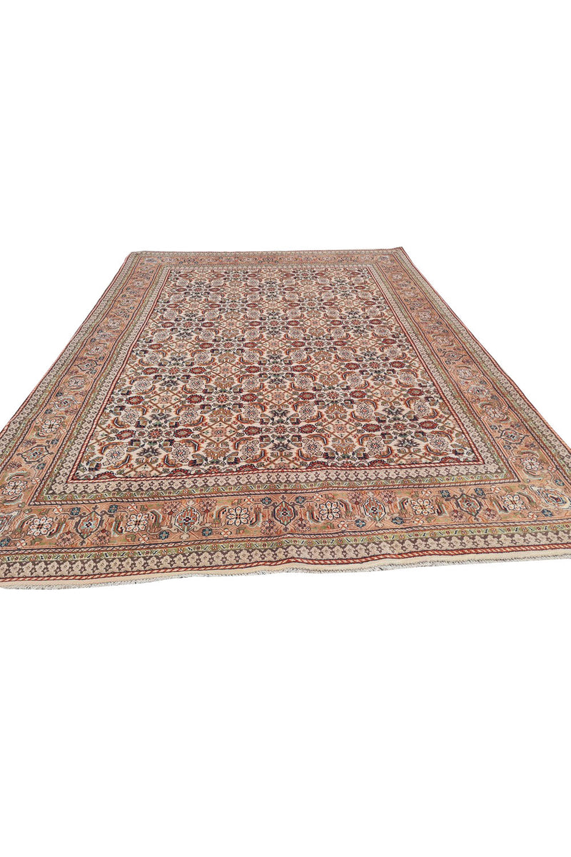 Authentic Hand Knotted Vintage Indo Wool Area Rug 8.2 x 6.2 Ft (1481 Ger-4)