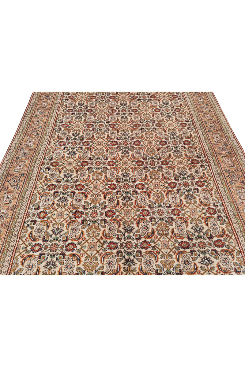 Authentic Hand Knotted Vintage Indo Wool Area Rug 8.2 x 6.2 Ft (1481 Ger-4)