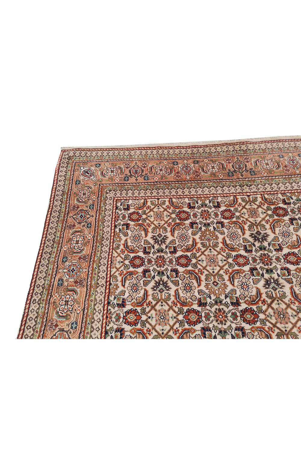 Authentic Hand Knotted Vintage Indo Wool Area Rug 8.2 x 6.2 Ft (1481 Ger-4)