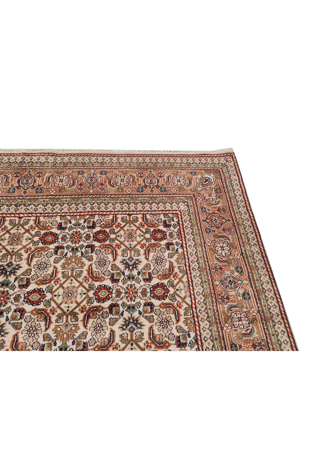 Authentic Hand Knotted Vintage Indo Wool Area Rug 8.2 x 6.2 Ft (1481 Ger-4)