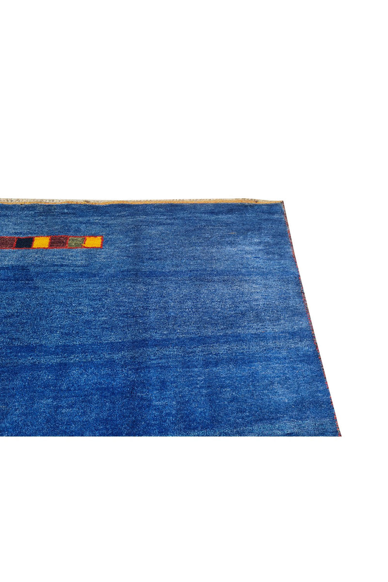 Authentic Hand Knotted Vintage Indo Gabbah Pictorial Wool Area Rug 8.0 x 5.9 Ft (1482 Ger-4)