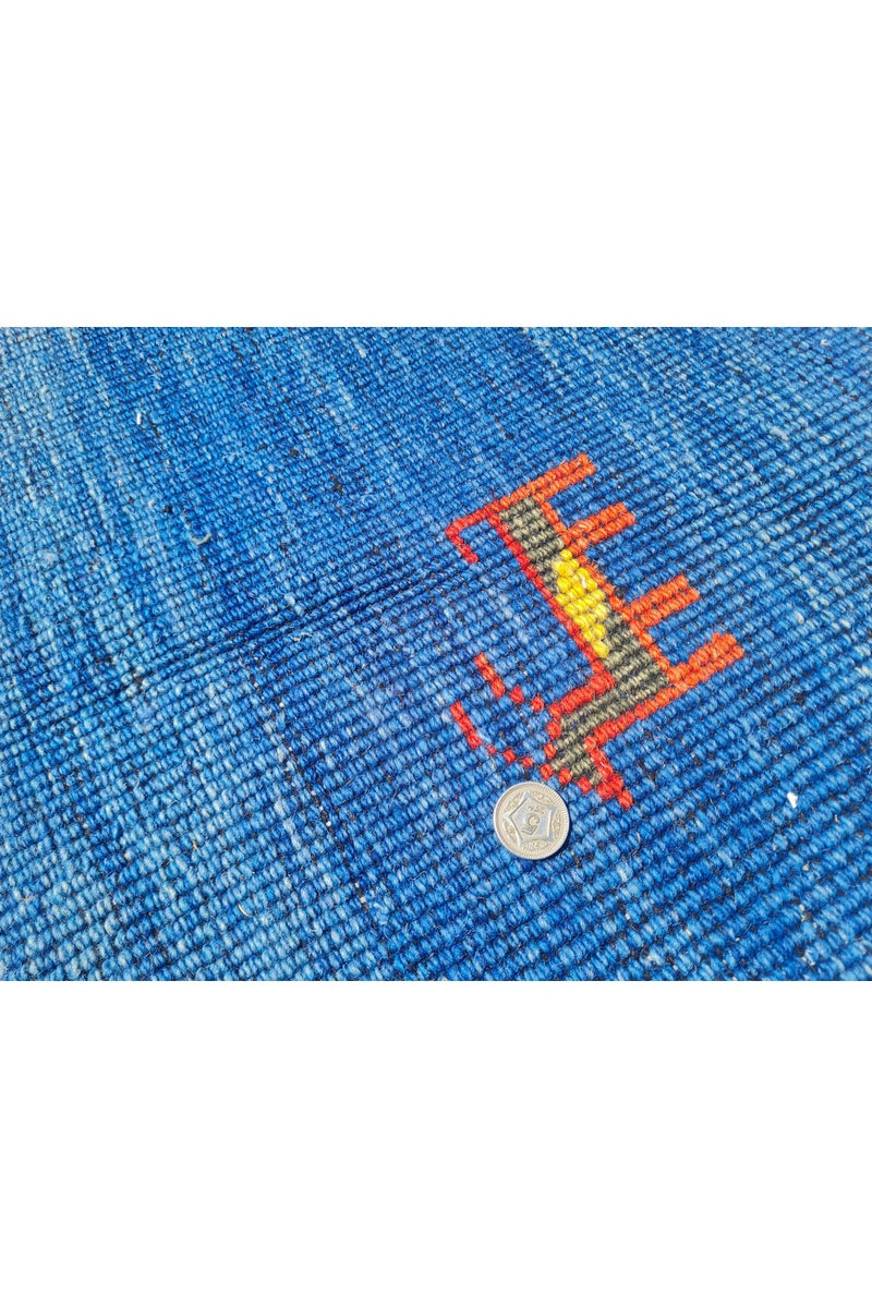 Authentic Hand Knotted Vintage Indo Gabbah Pictorial Wool Area Rug 8.0 x 5.9 Ft (1482 Ger-4)