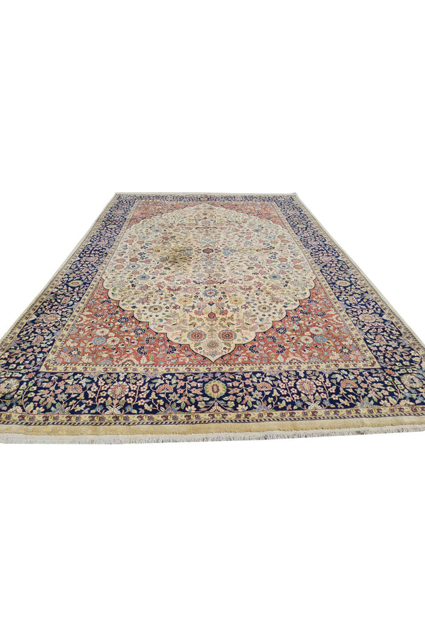 Authentic Hand Knotted Vintage Tabreez Wool Area Rug 9.8 x 6.5 Ft (1484 Ger-4)