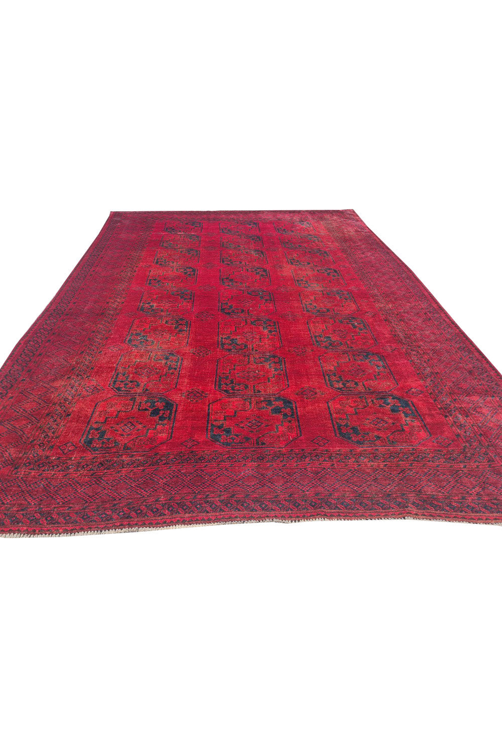 Authentic Hand Knotted Antique Afghan Turkmen Felpah Wool Area Rug 11.5 x 8.0 Ft (1485 Ger-4)