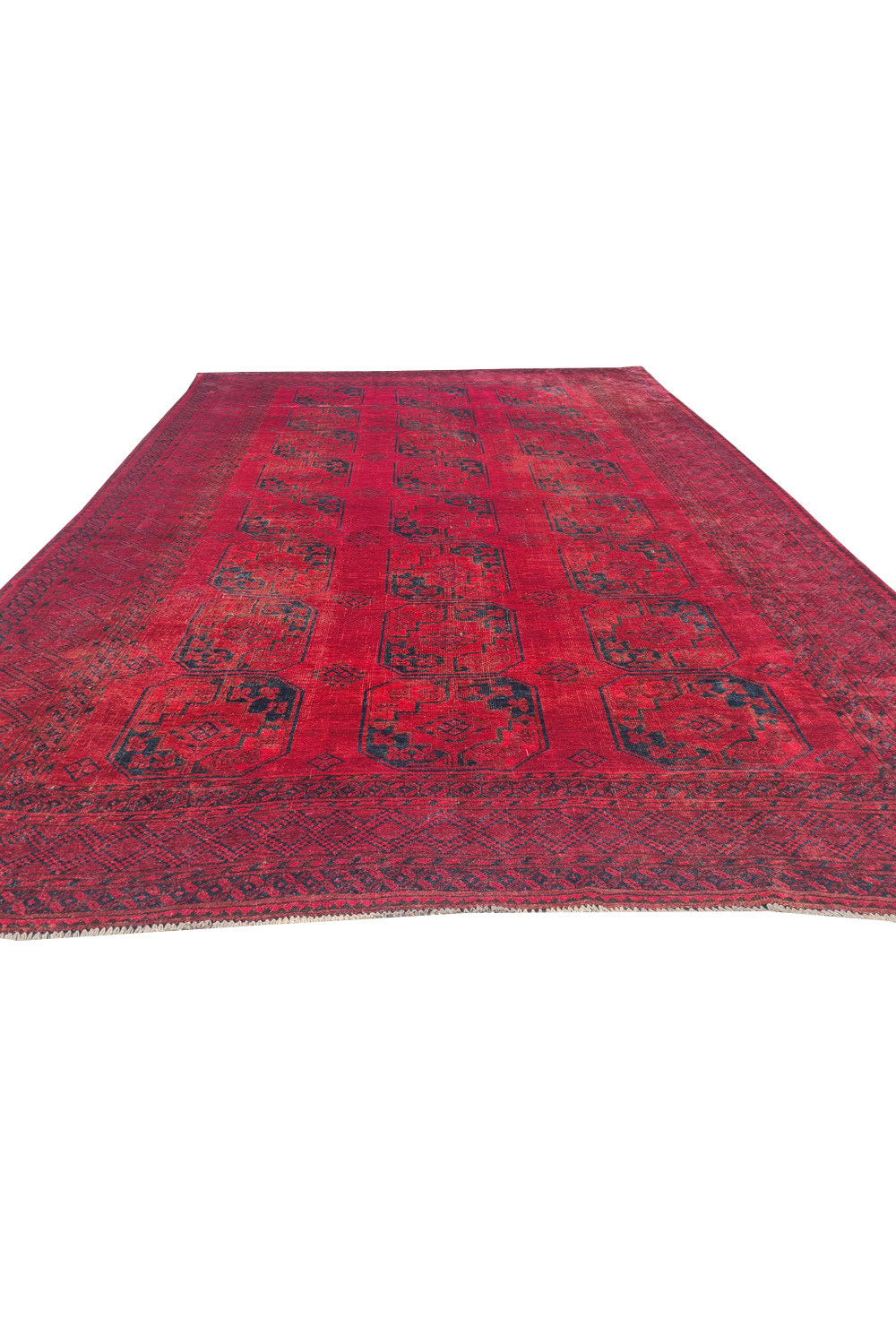 Authentic Hand Knotted Antique Afghan Turkmen Felpah Wool Area Rug 11.5 x 8.0 Ft (1485 Ger-4)