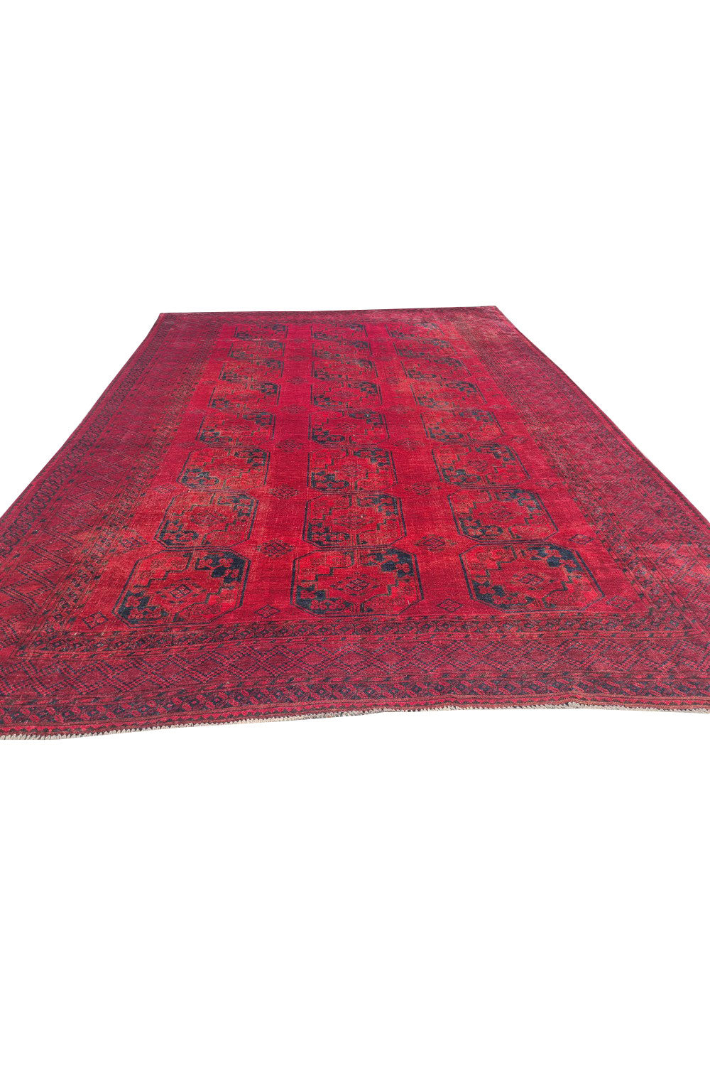 Authentic Hand Knotted Antique Afghan Turkmen Felpah Wool Area Rug 11.5 x 8.0 Ft (1485 Ger-4)