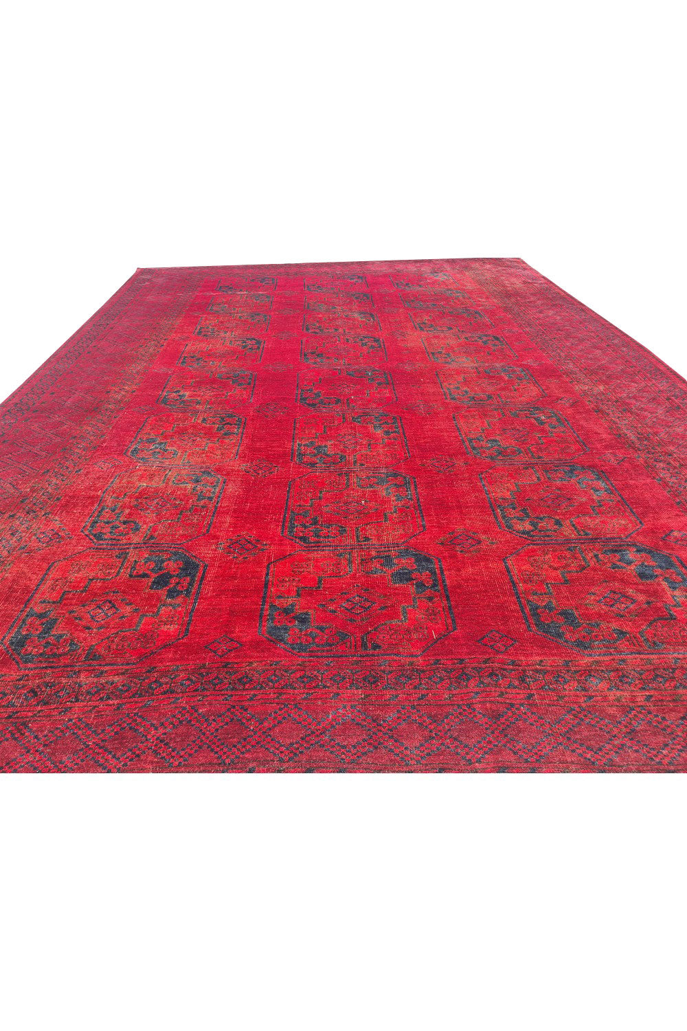 Authentic Hand Knotted Antique Afghan Turkmen Felpah Wool Area Rug 11.5 x 8.0 Ft (1485 Ger-4)