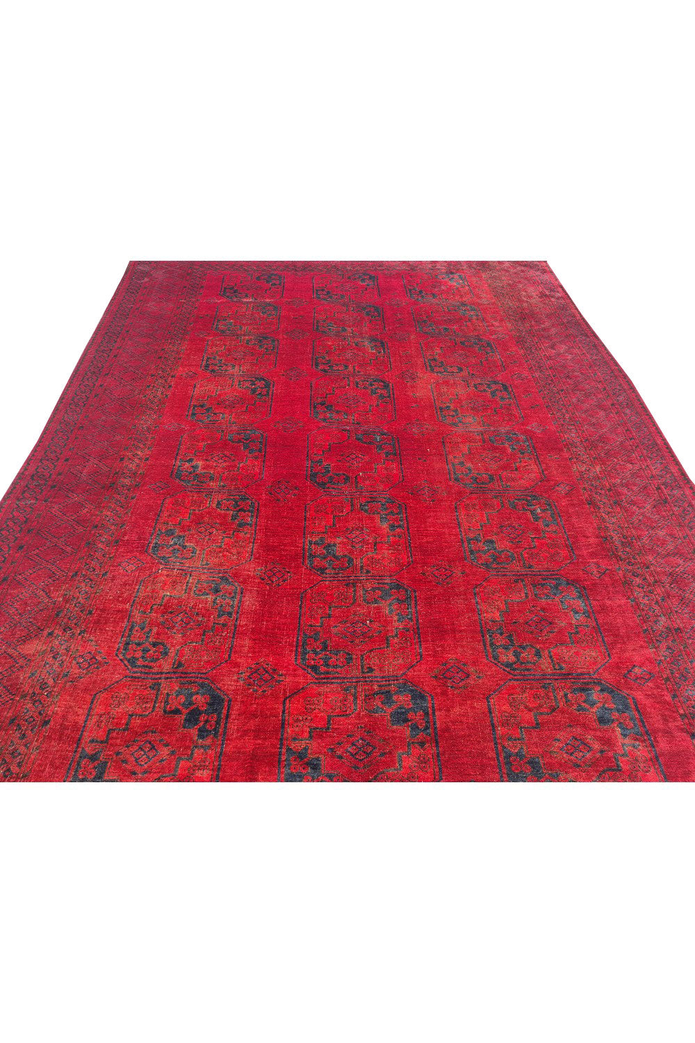 Authentic Hand Knotted Antique Afghan Turkmen Felpah Wool Area Rug 11.5 x 8.0 Ft (1485 Ger-4)