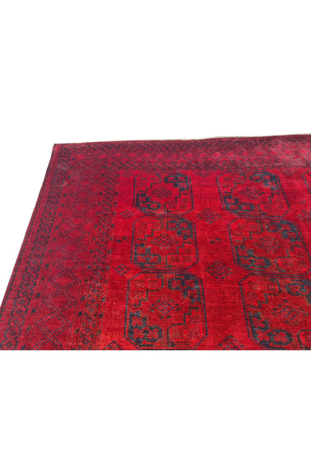 Authentic Hand Knotted Antique Afghan Turkmen Felpah Wool Area Rug 11.5 x 8.0 Ft (1485 Ger-4)