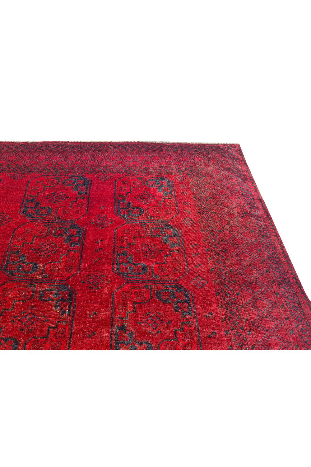 Authentic Hand Knotted Antique Afghan Turkmen Felpah Wool Area Rug 11.5 x 8.0 Ft (1485 Ger-4)