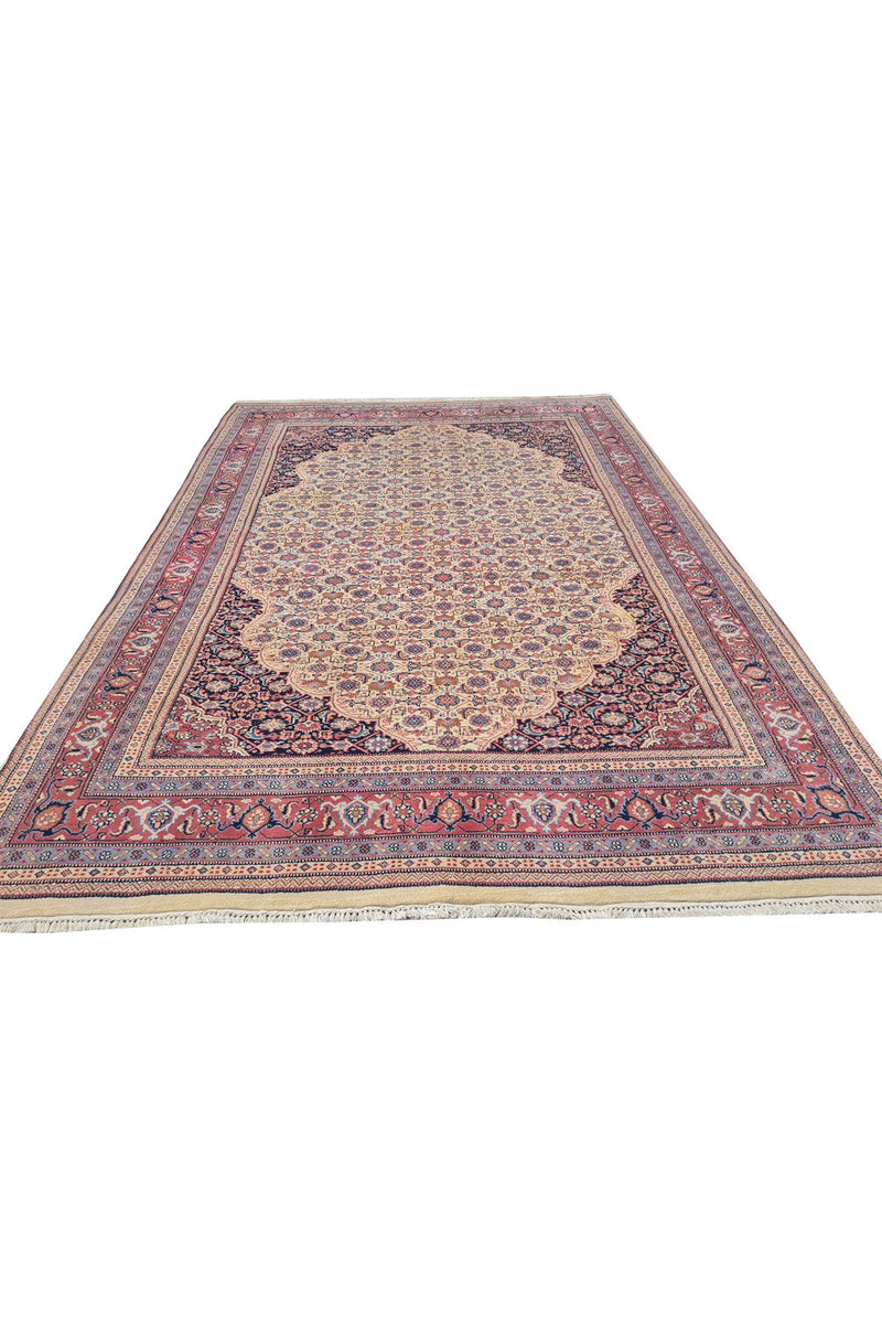 Authentic Hand Knotted Vintage Badam Gul Wool Area Rug 8.0 x 5.6 Ft (1487 Ger-4)