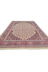 Authentic Hand Knotted Vintage Badam Gul Wool Area Rug 8.0 x 5.6 Ft (1487 Ger-4)