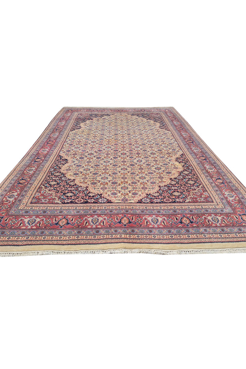 Authentic Hand Knotted Vintage Badam Gul Wool Area Rug 8.0 x 5.6 Ft (1487 Ger-4)