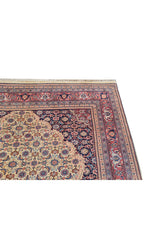 Authentic Hand Knotted Vintage Badam Gul Wool Area Rug 8.0 x 5.6 Ft (1487 Ger-4)