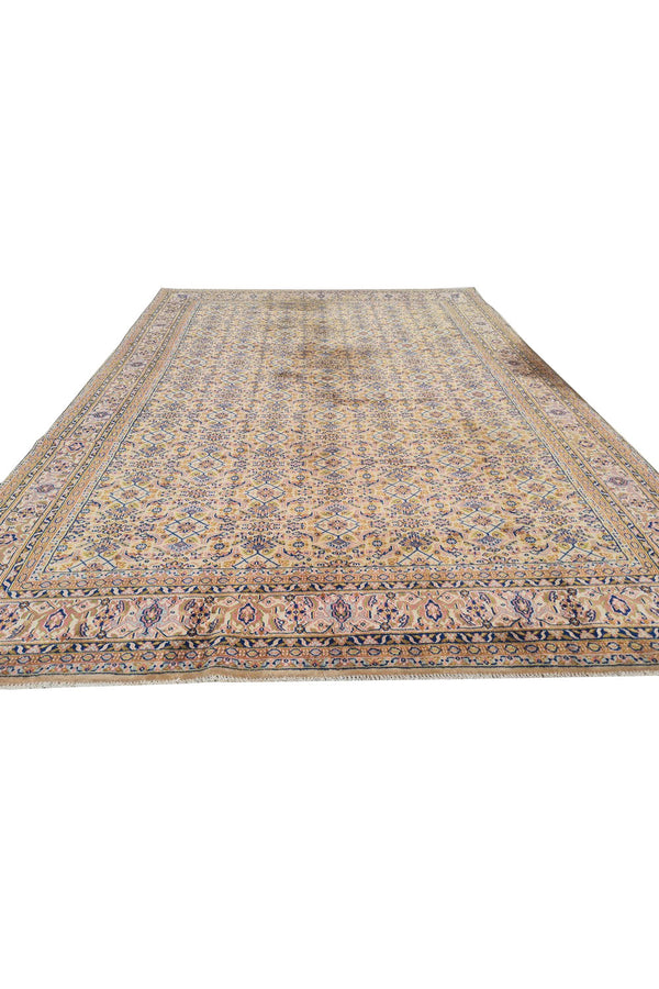 Authentic Hand Knotted Vintage Indo Wool Area Rug 10.4 x 7.6 Ft (1491 Ger-4)